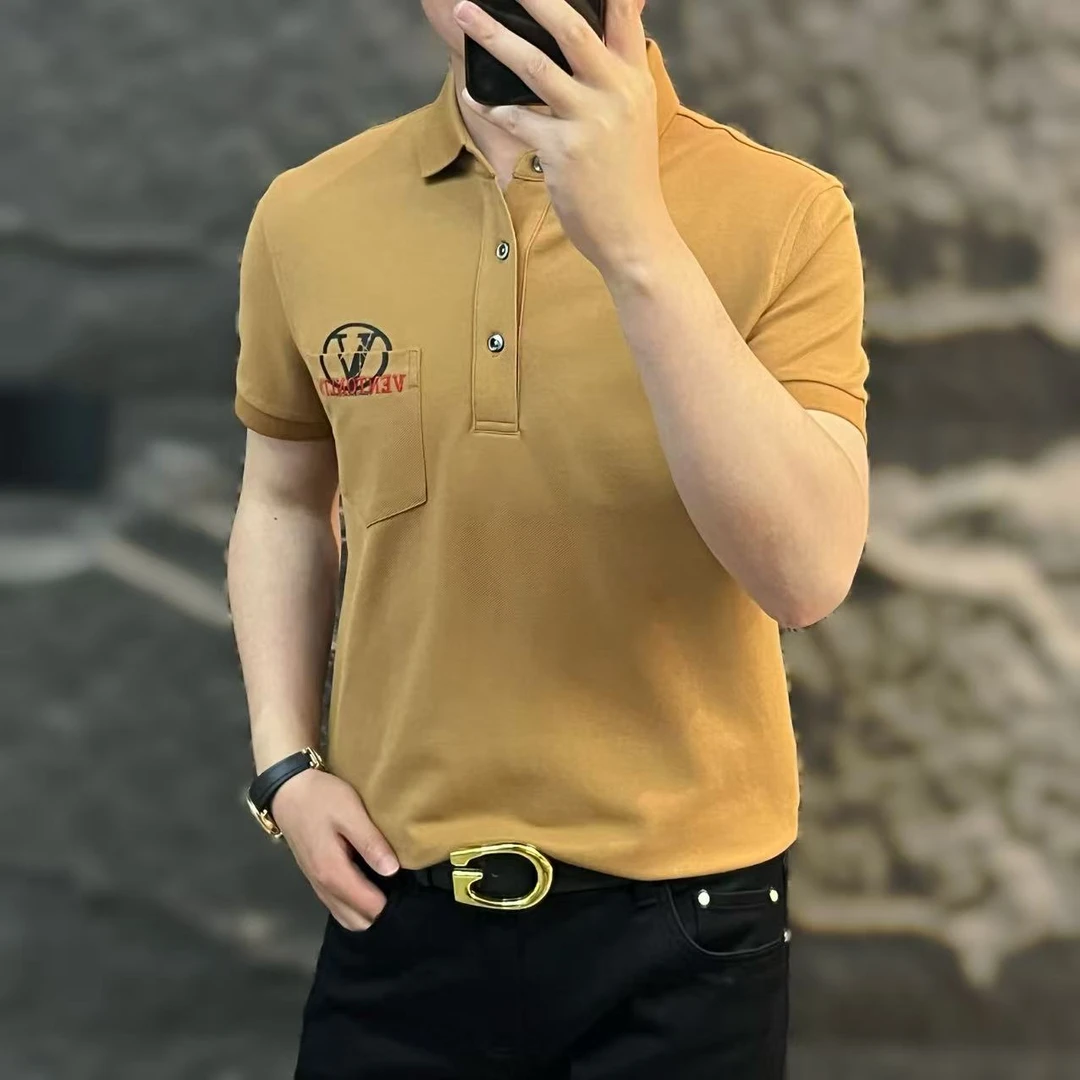新款高端男士潮流百搭个性休闲字母短袖POLO衫25BGQ8017-N