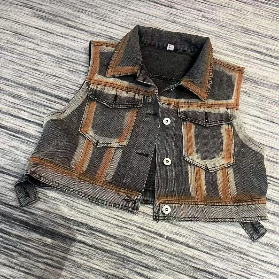 潮流短款印花马甲