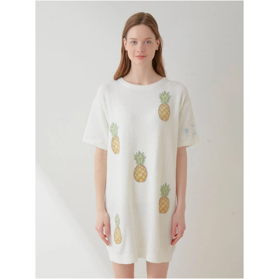 【DD外贸】 秋季新款 G 针织休闲水果提花宽松连衣裙