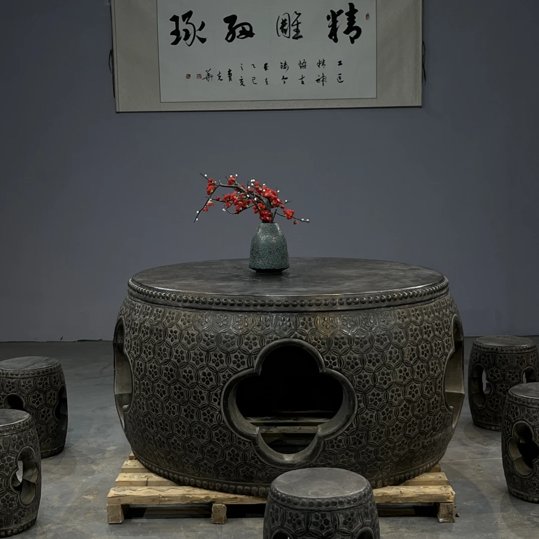 新中式植物花卉桌椅套件不规则体结构