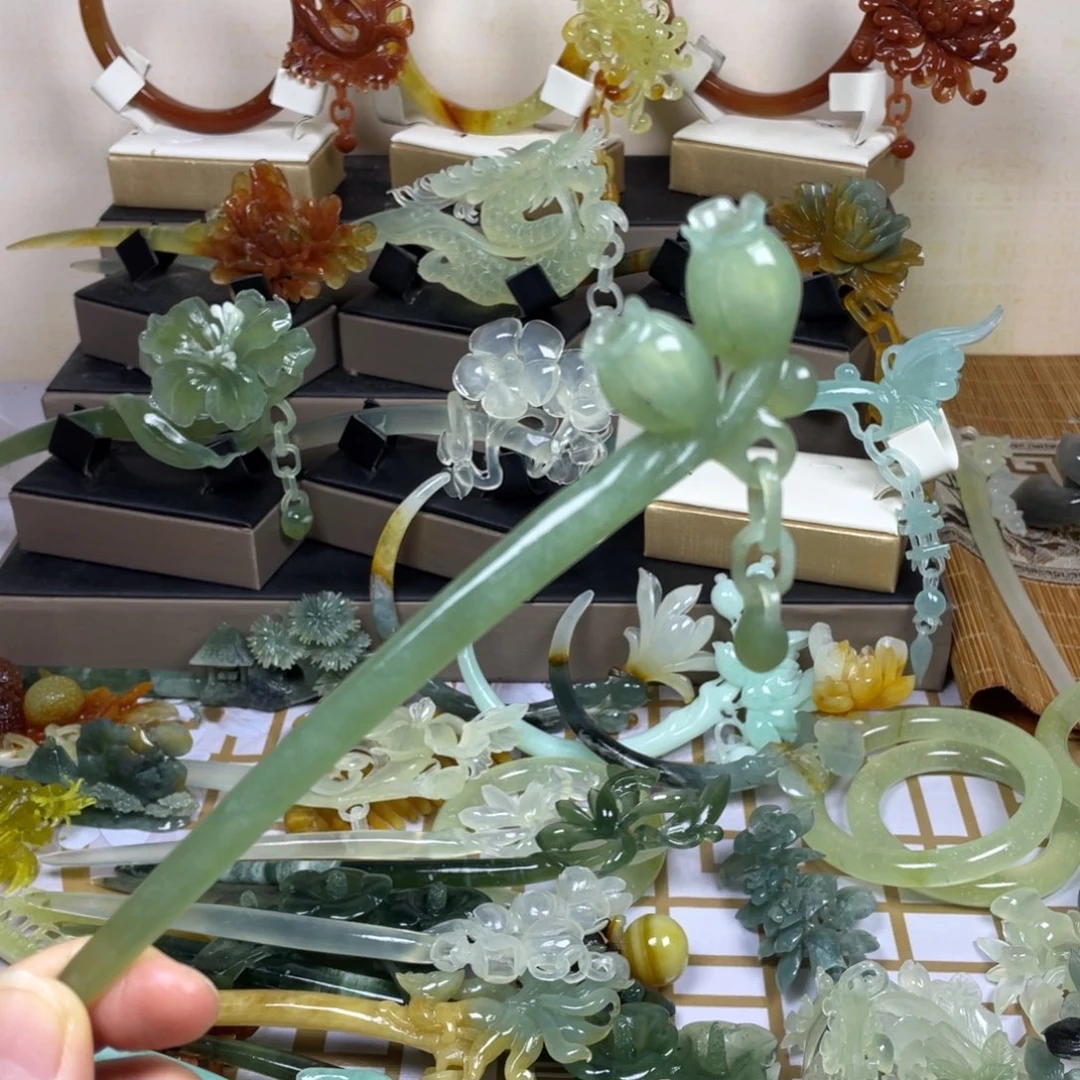 未镶嵌蛇纹石玉发饰