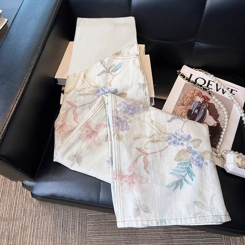 孕妇裤春秋款印花阔腿裤2025新款外穿洋气爆款夏装时尚打底牛仔裤