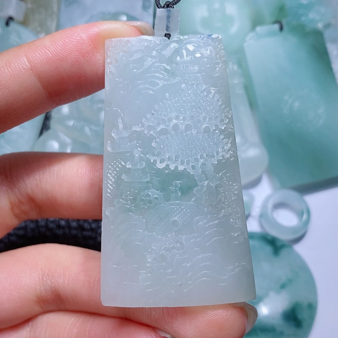 定制翡翠未镶嵌毛货付款后确认抛光