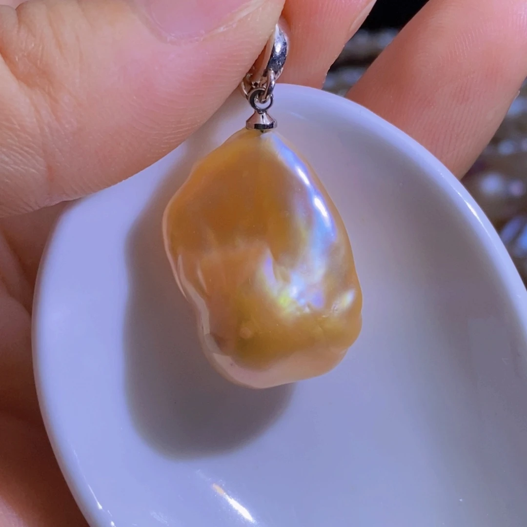 银S925镶嵌淡水珍珠微瑕