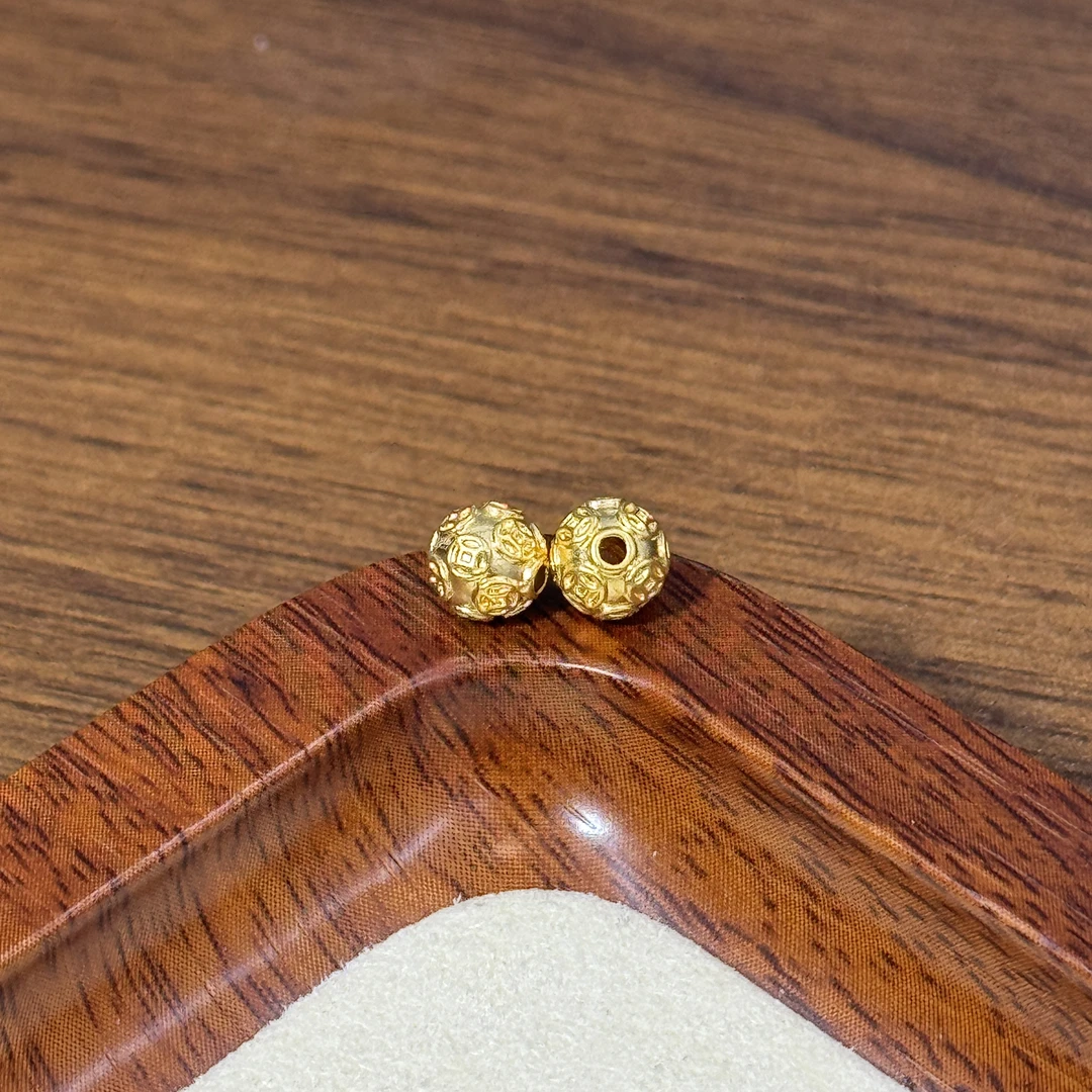 吴芳芳黄金足金999两颗钱币珠DP1342-0210
