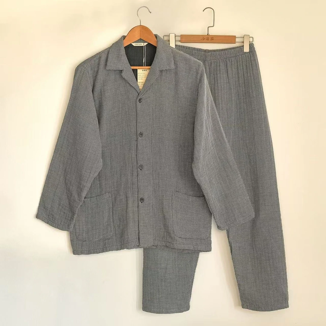 【男士~四层新疆长绒纱包边】加厚秋冬保暖睡衣柔软长袖套装