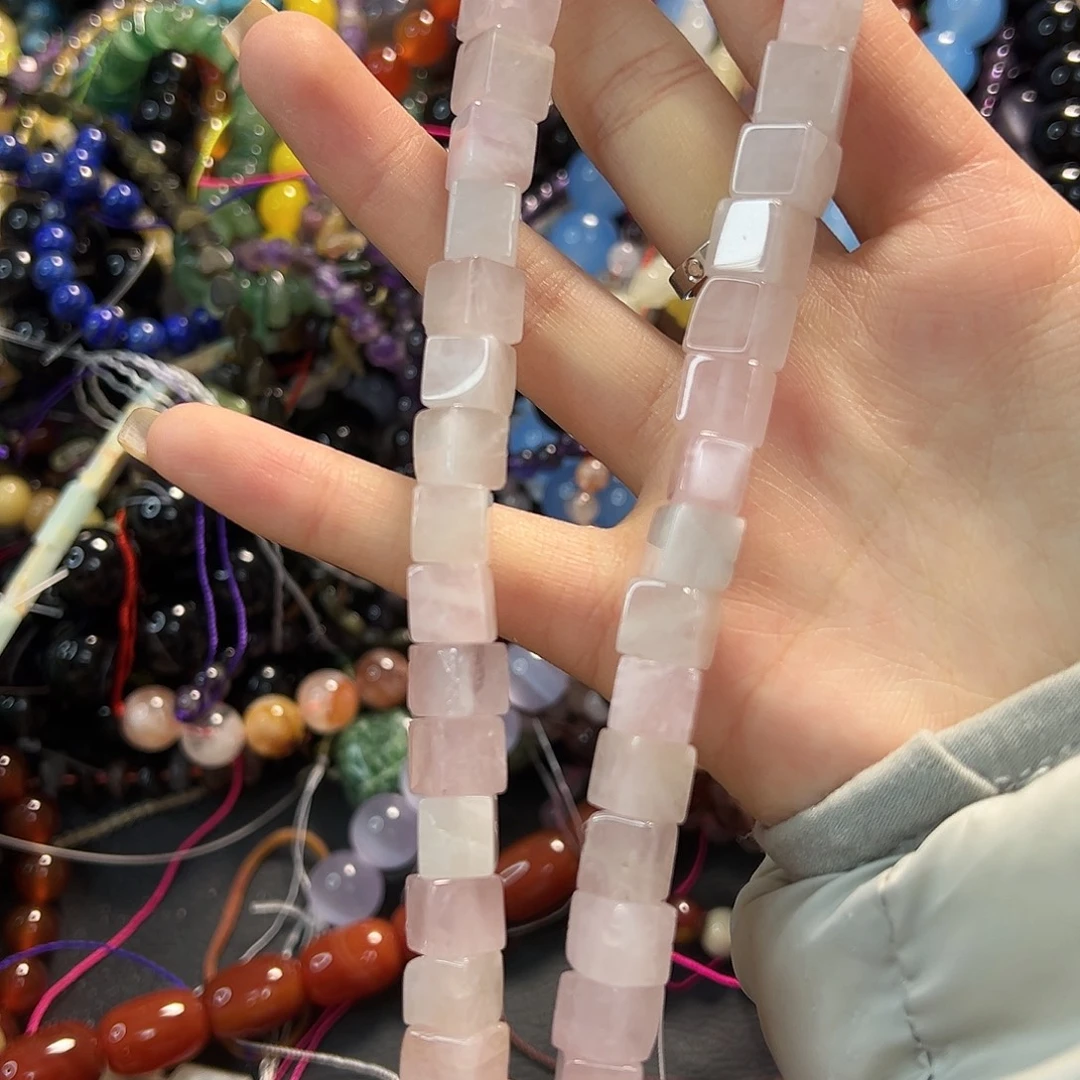 玛瑙/玉髓合金珠宝半成品粉水方糖卡8到手四十几颗