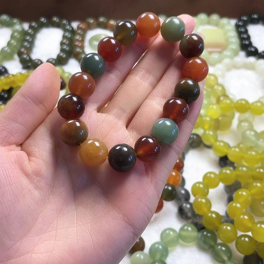 邪***笑未镶嵌蛇纹石玉手串