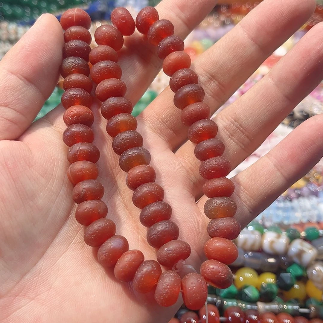玛瑙/玉髓合金珠宝半成品橘皮老型玛瑙一条12mm