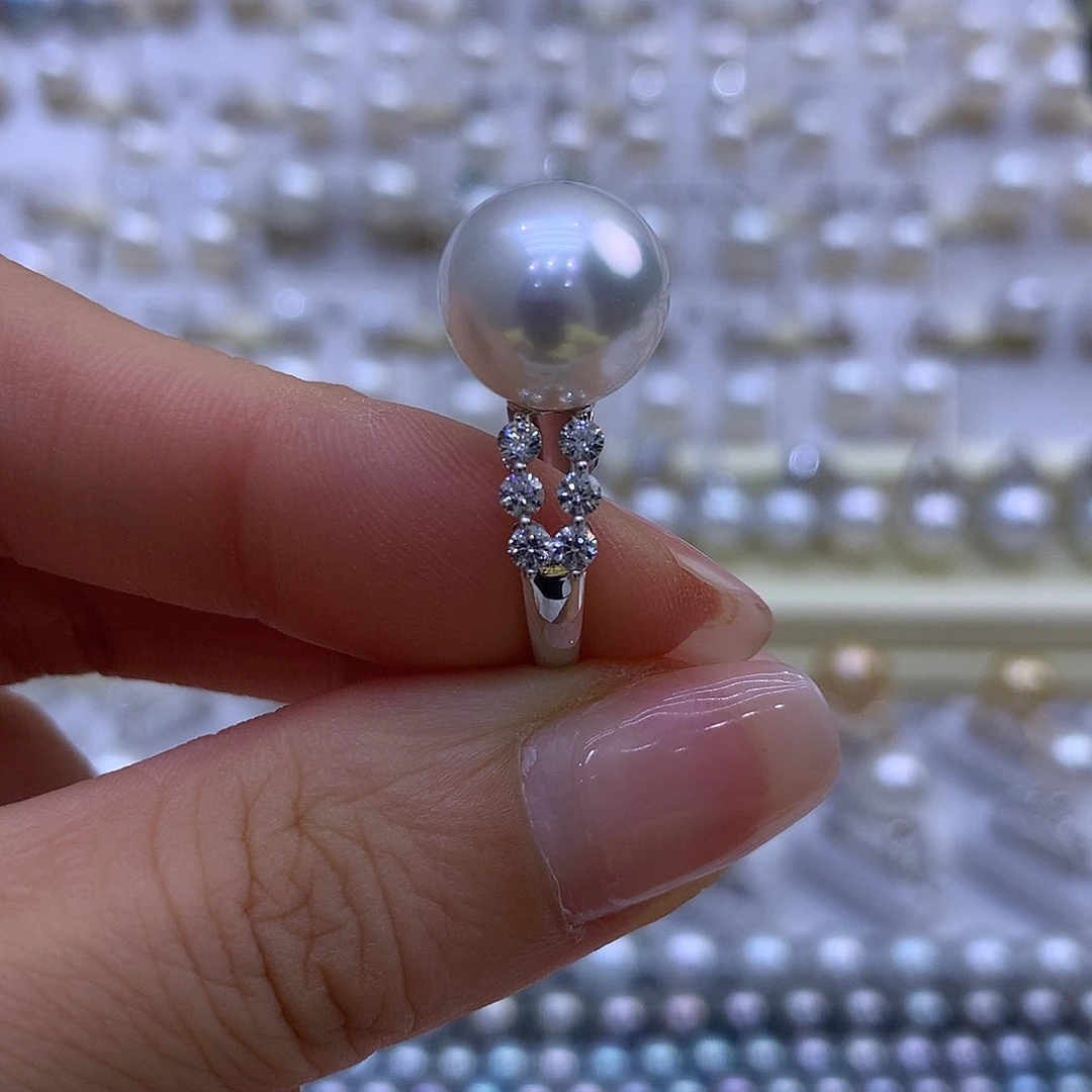 未镶嵌海水珍珠戒指12/13mm澳白