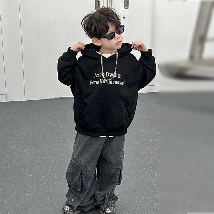 童装男童春秋卫衣中大童韩系连帽上衣套头衫2025春季男孩洋气卫衣