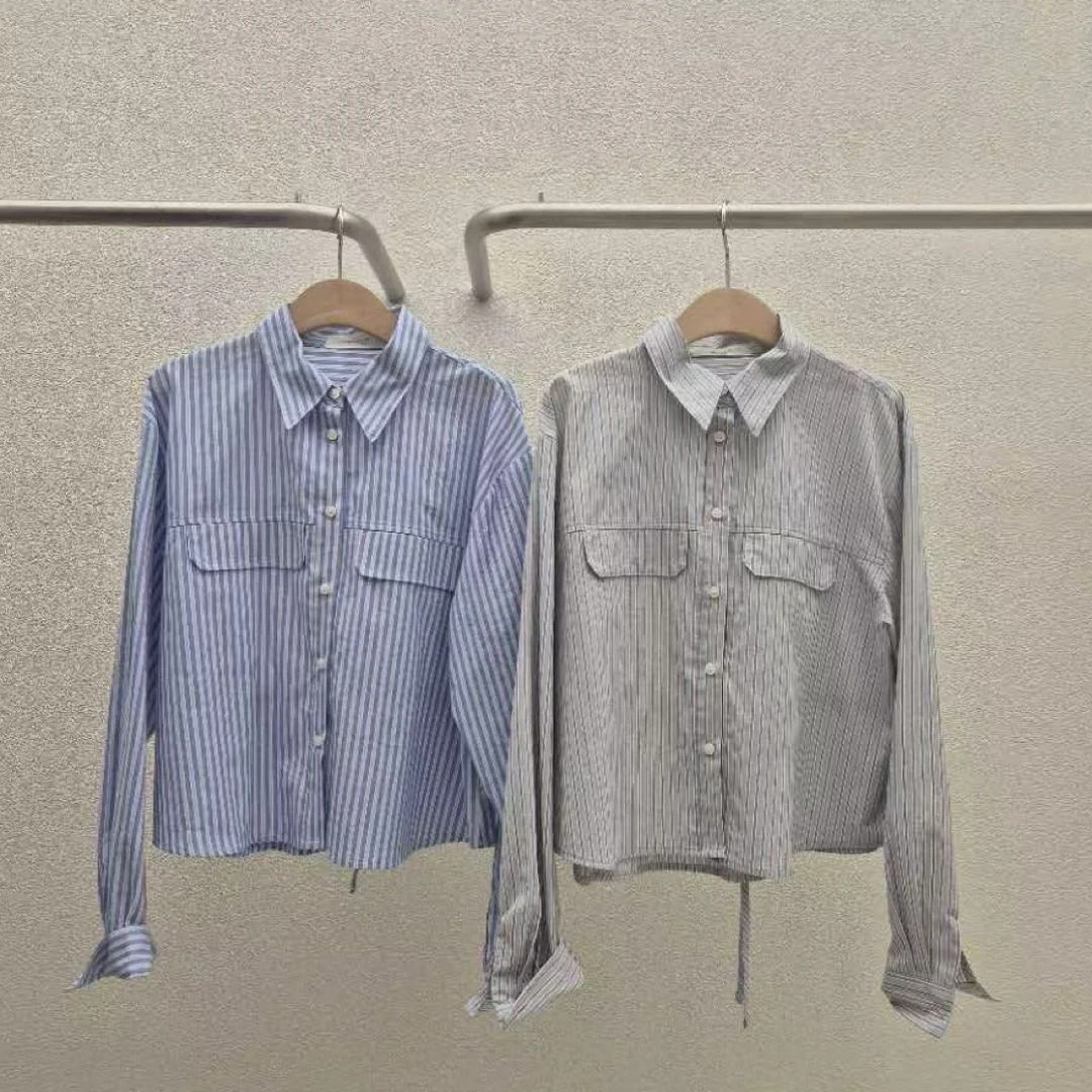 [椰椰专属]简约百搭条纹长袖衬衫新款休闲上衣（no退no换）
