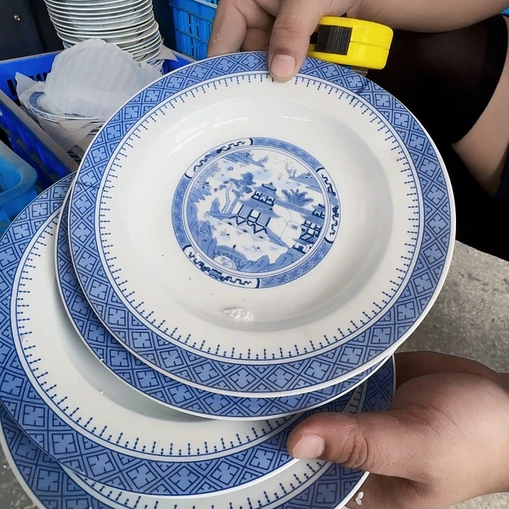 景德镇高温陶瓷青花梧桐草帽盘4个
