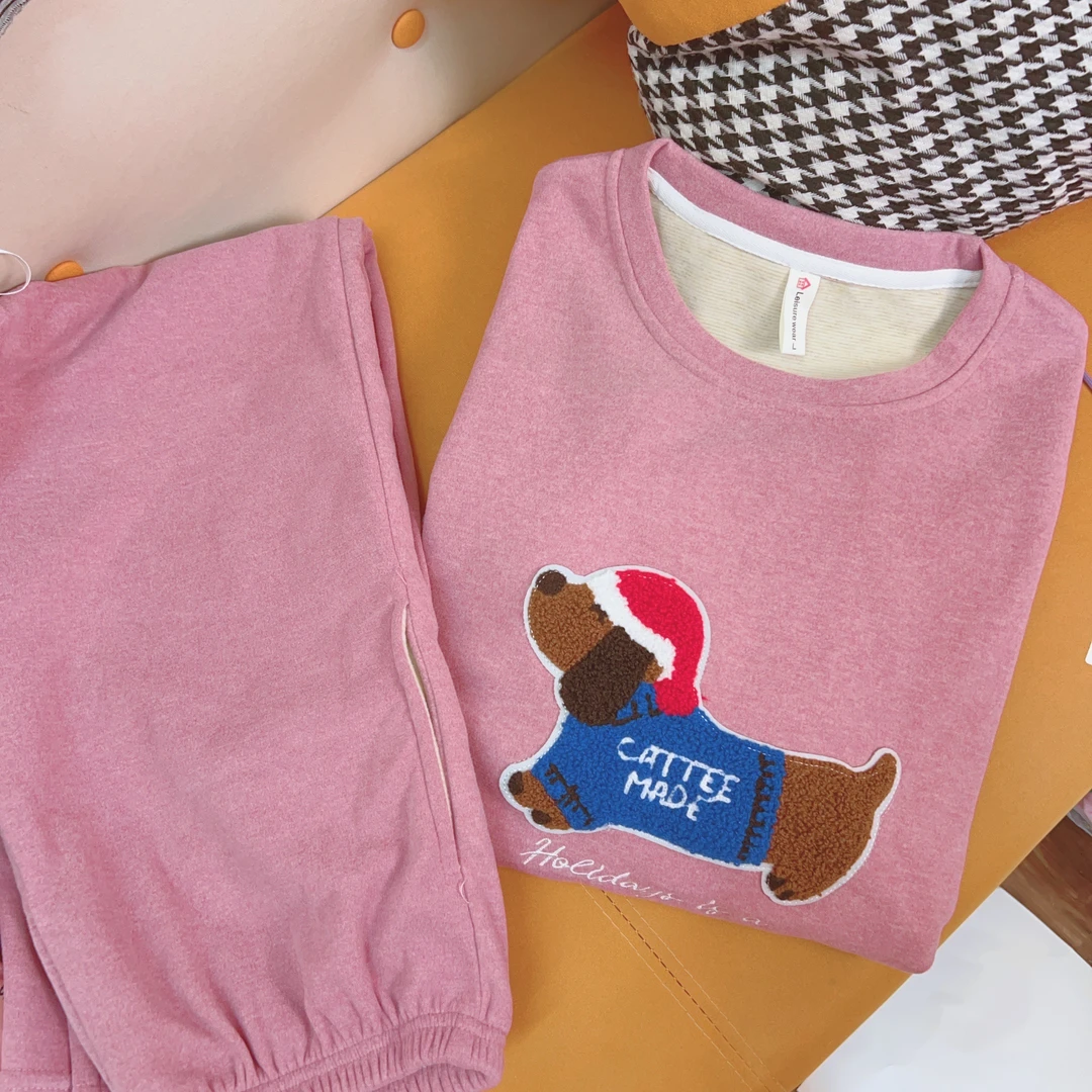 （羊绒）品牌女款秋冬厚款时尚可外穿睡衣（樱）