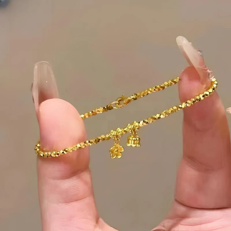 蹦迪珠手链999足银款铃兰花爆闪小众手链送女友礼物