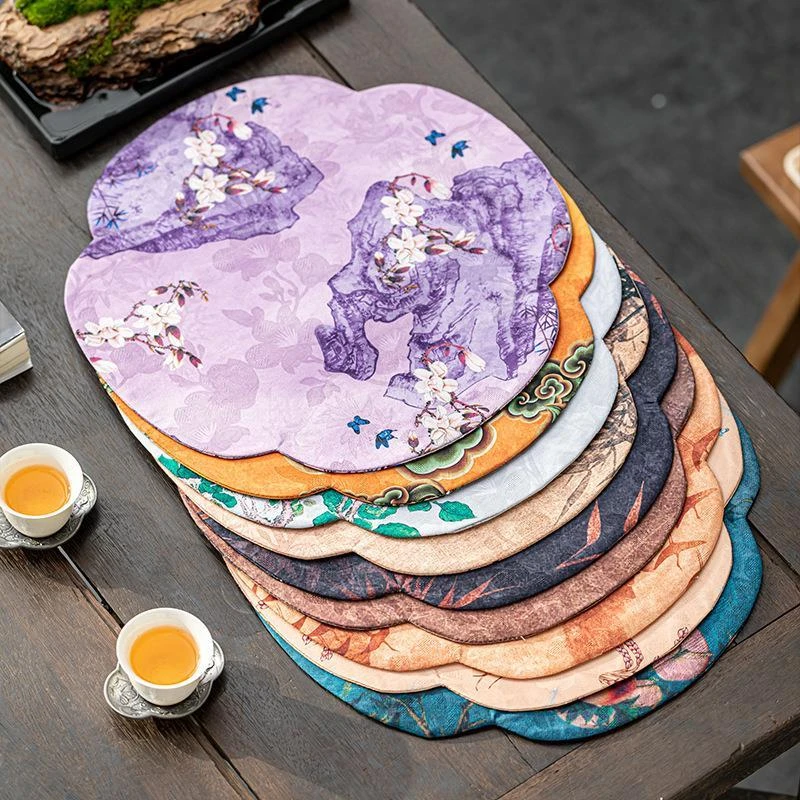 桌旗干仿防水酒店中式茶台垫布双面家用香云纱隔热泡茶垫茶席禅意