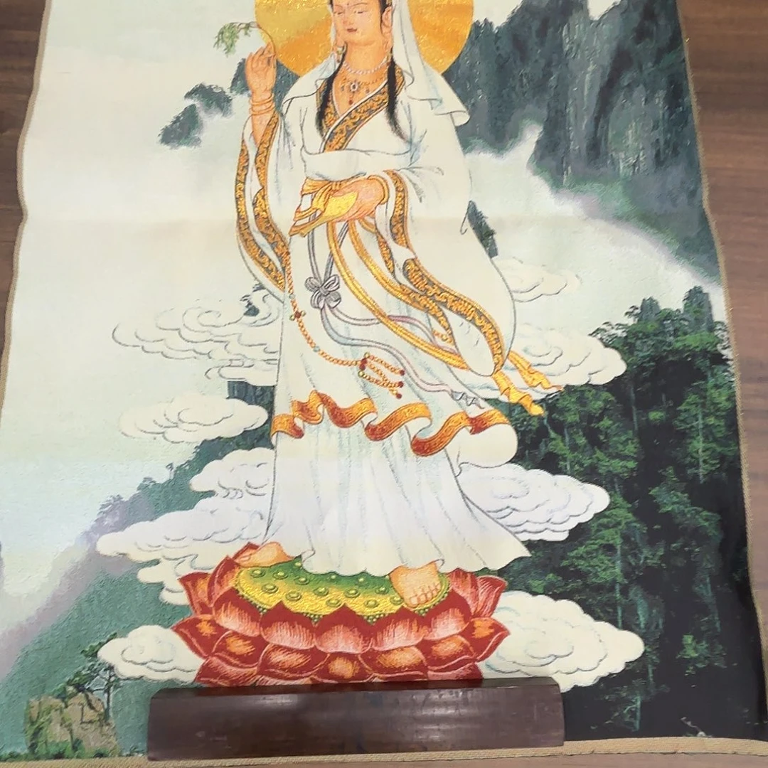 一***念卷轴画丝绢观音1234