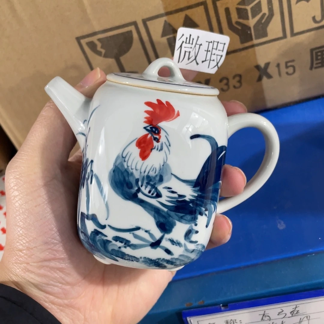 釉下手绘茶具微瑕