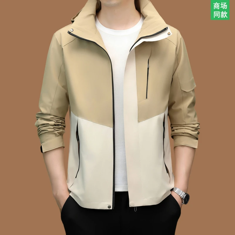 2025新款高端男士夹克秋冬季冲锋衣简约休闲户外登山防风保暖外套