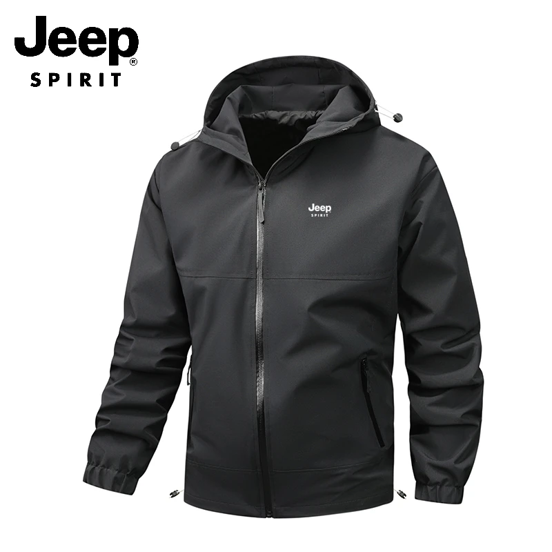 JEEPSPIRIT吉普2025春季夹克户外休闲冲锋衣防水男士防风百搭外套