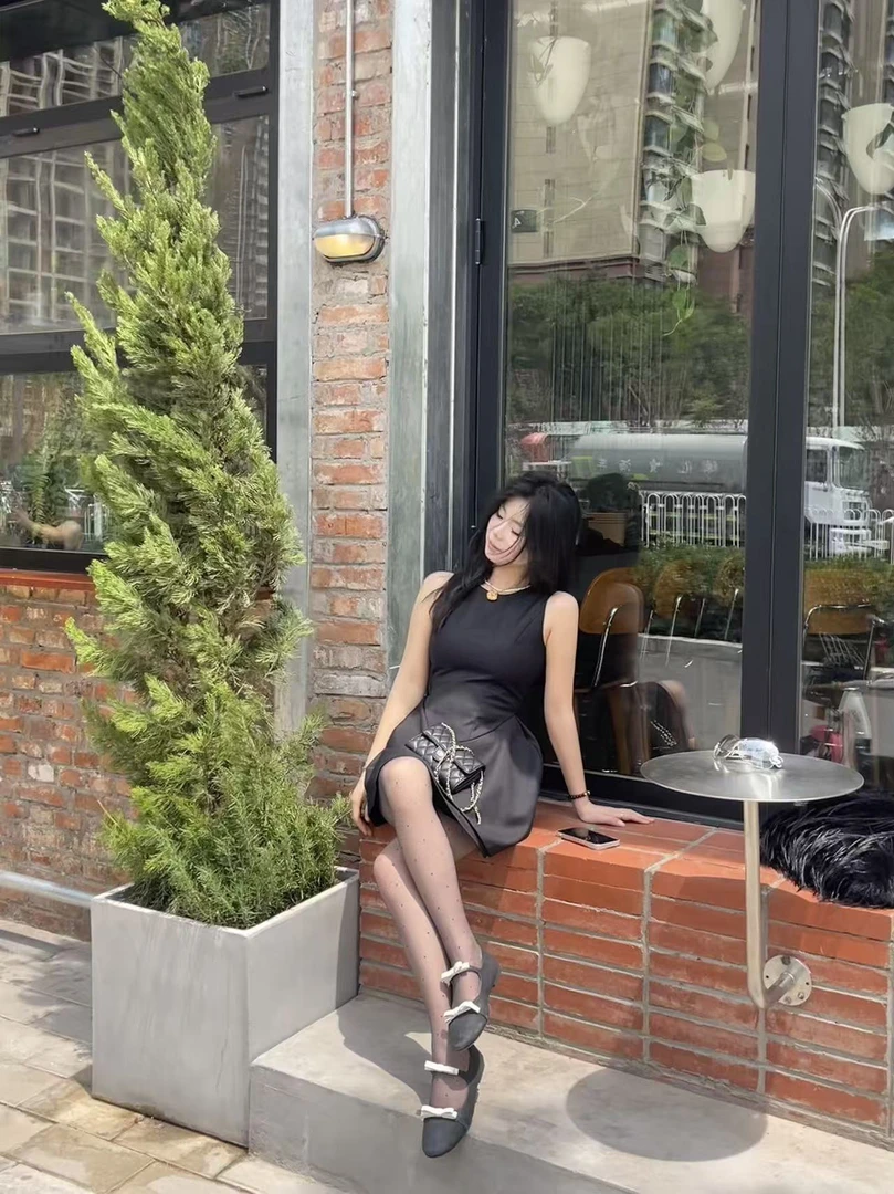 （王老急）5553无袖纯色X型裙夏季小众显瘦法式连衣裙