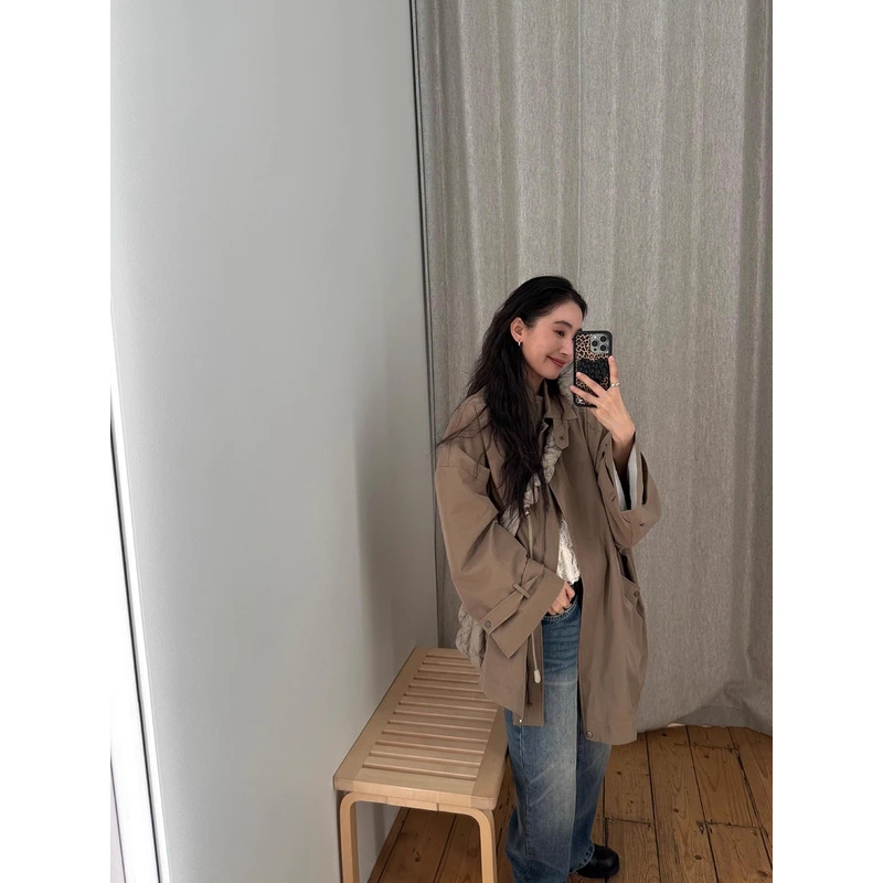 【清】NO退换ONEXH·IN choose u2025秋小众韩系宽松休闲中长款风衣
