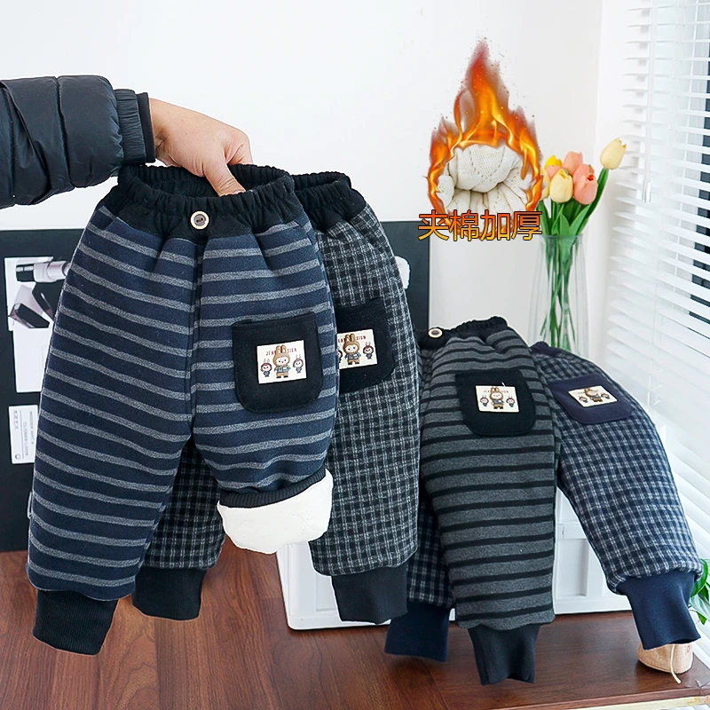 男女通用长裤冬季棉裤休闲男童外穿宝宝棉裤四层加棉加厚一条过冬