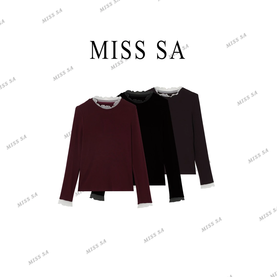 MISS SA 韩版百搭针织长袖打底衫女秋冬休闲高弹上衣 25099561