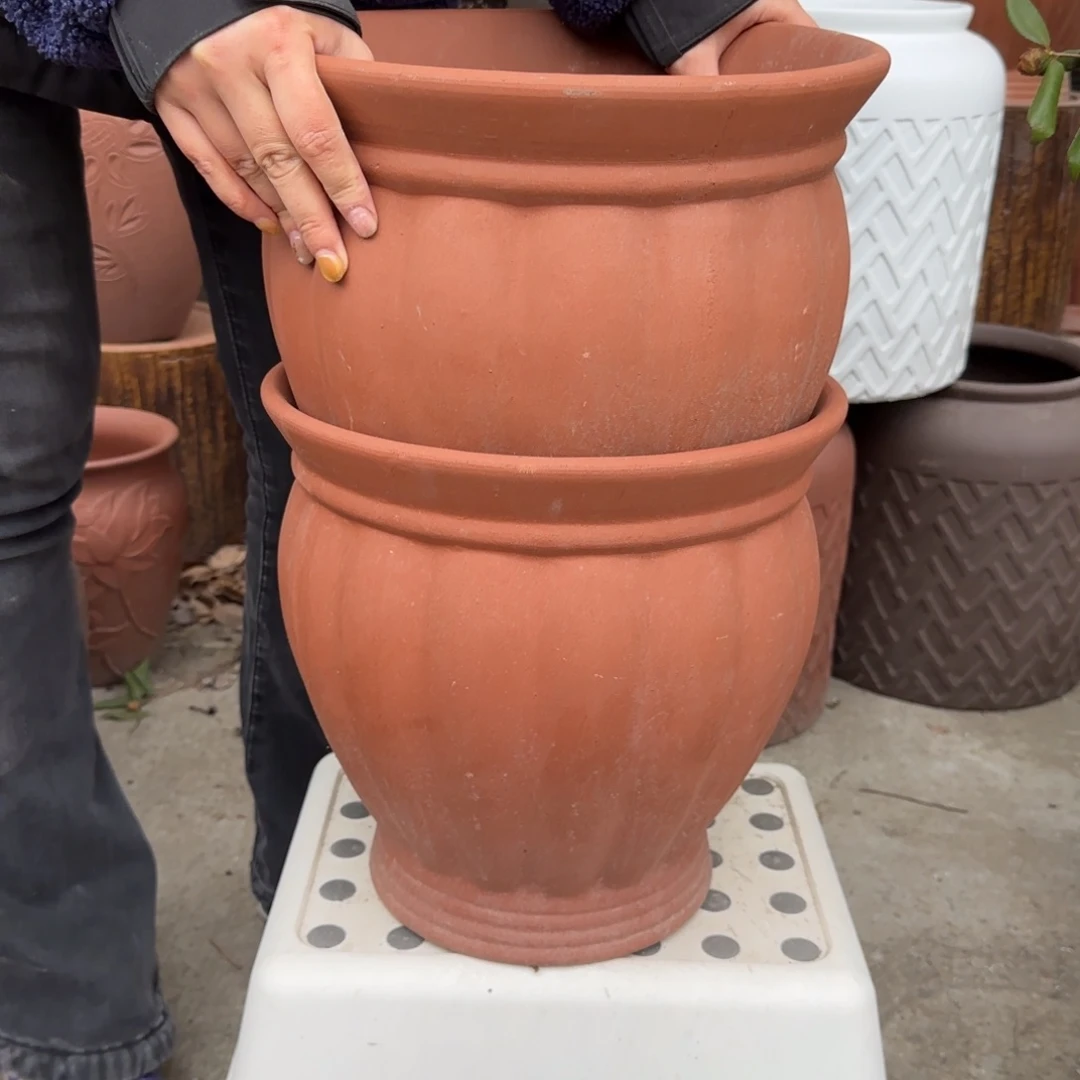 紫砂花盆口30高30宜兴紫砂