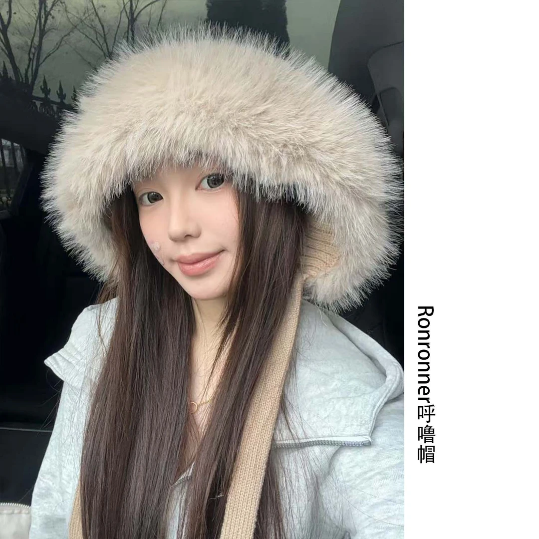 RONRONNER呼噜帽 毛绒绒帽女冬季防寒滑雪雷锋帽抗寒东北护耳帽子