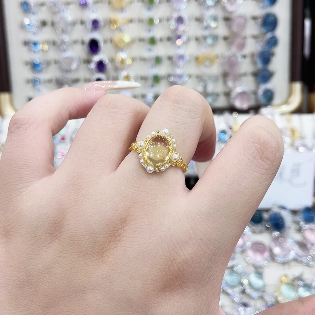 银S925镶嵌戒指烟晶