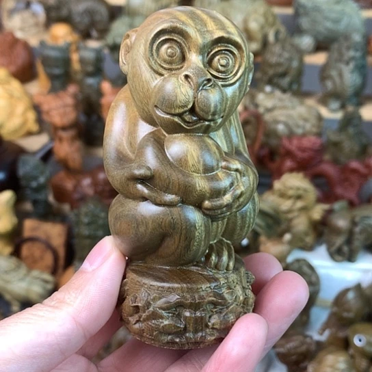 花梨木类绿檀木十二生肖猴孑