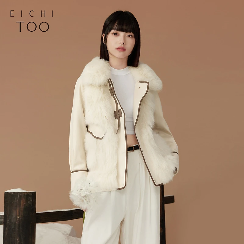 爱居兔狐狸毛皮防风保暖时尚外套EWQGJ4N004A