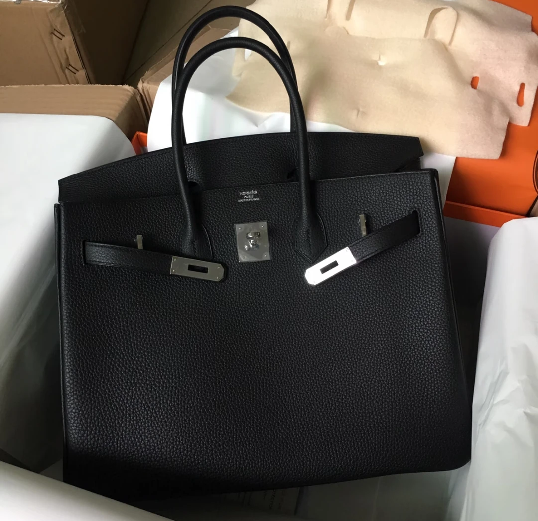 99新 Hermes/爱马仕 birkin35 黑银 togo Z刻