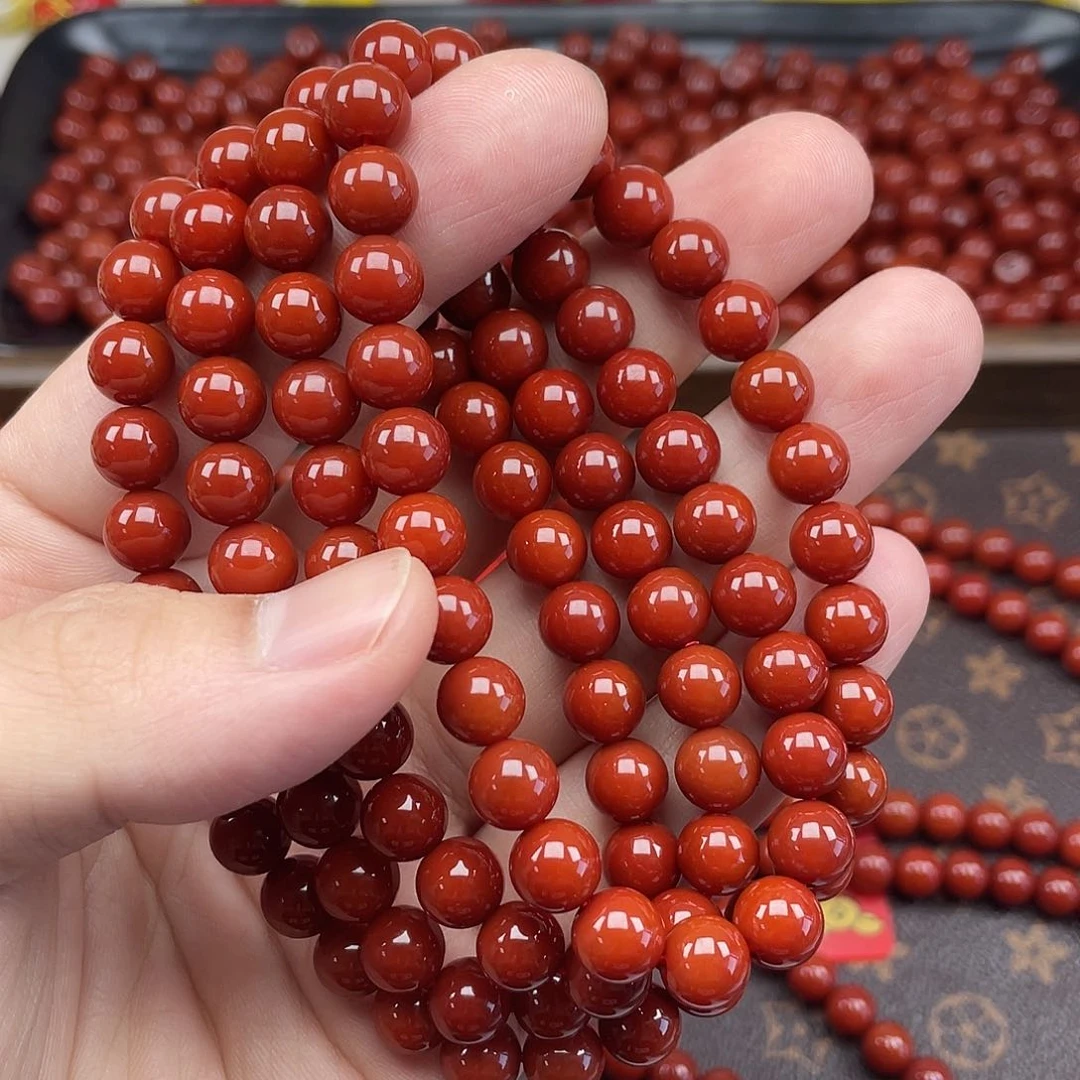 南红玛瑙2号瓦西牛血红卡8长链未镶嵌