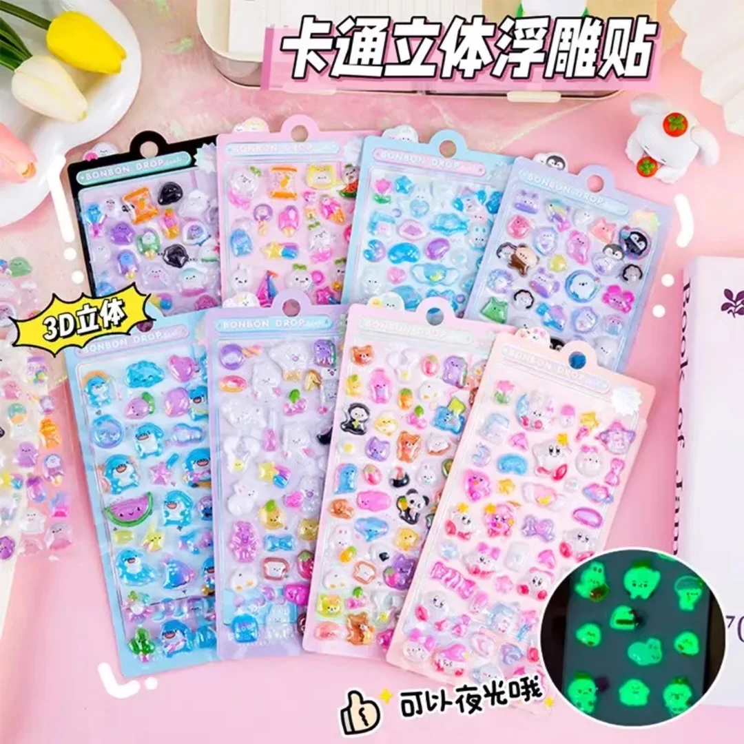 日系浮雕贴3D立体空心贴纸手机外壳装扮贴女孩高颜值卡通防水贴画