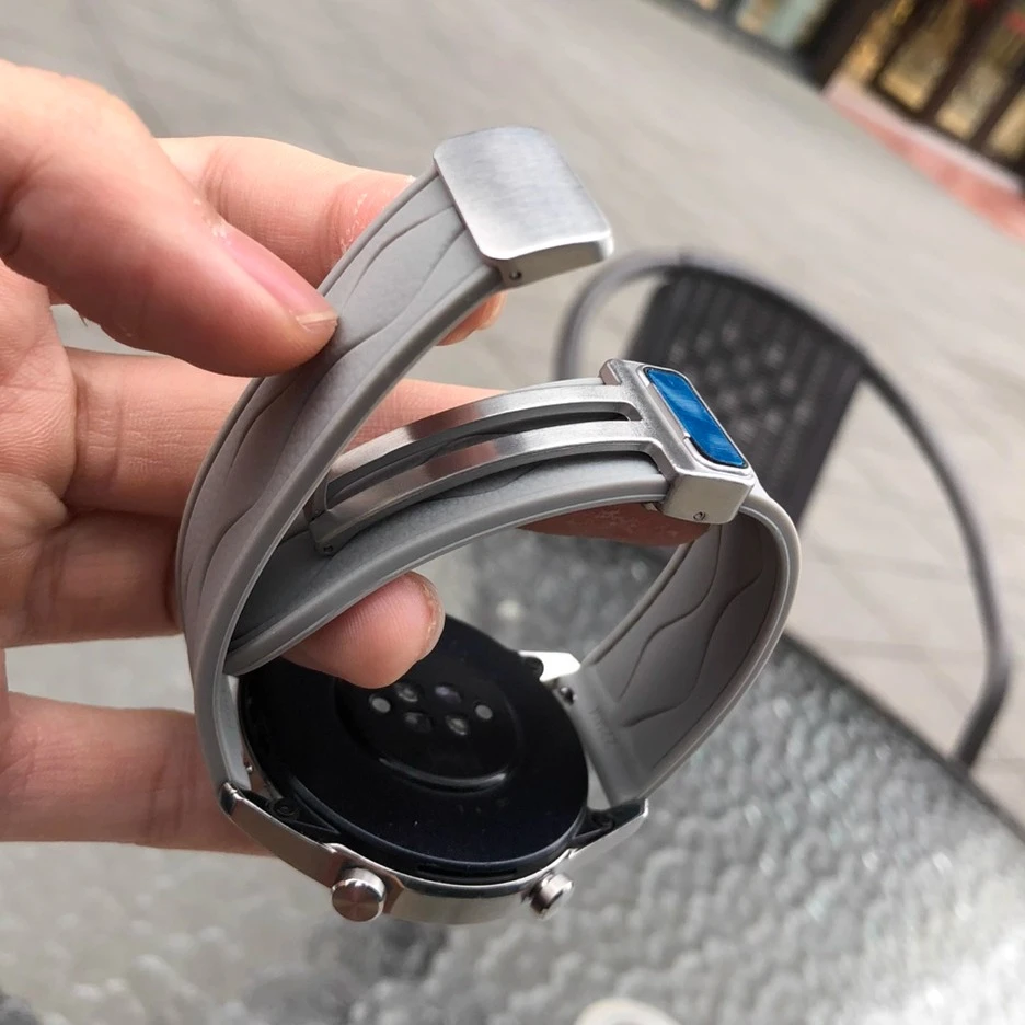 卡容硅胶适用华为GT6pro表带watch5磁吸GT5钢扣Buds折叠扣小米S4