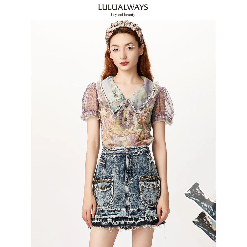 【小呆鸟专属】LuLualways印花泡泡袖短袖上衣T恤