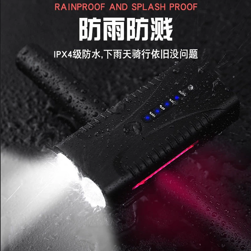 智能新品七彩尾灯山地车前灯usb充电公路山地车夜骑充电尾灯套装