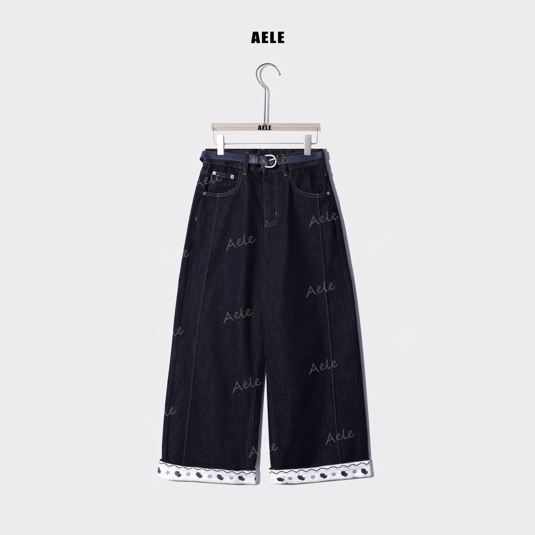 AELE设计感复古重工刺绣显瘦牛仔裤 K853 2736 AD