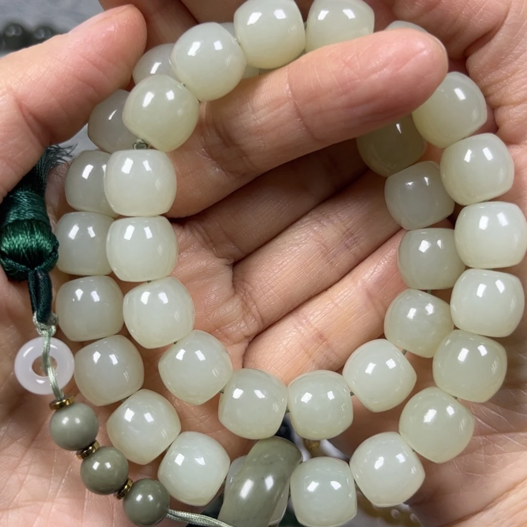 和田玉手链未镶嵌卡12苹果珠36颗珠子手持