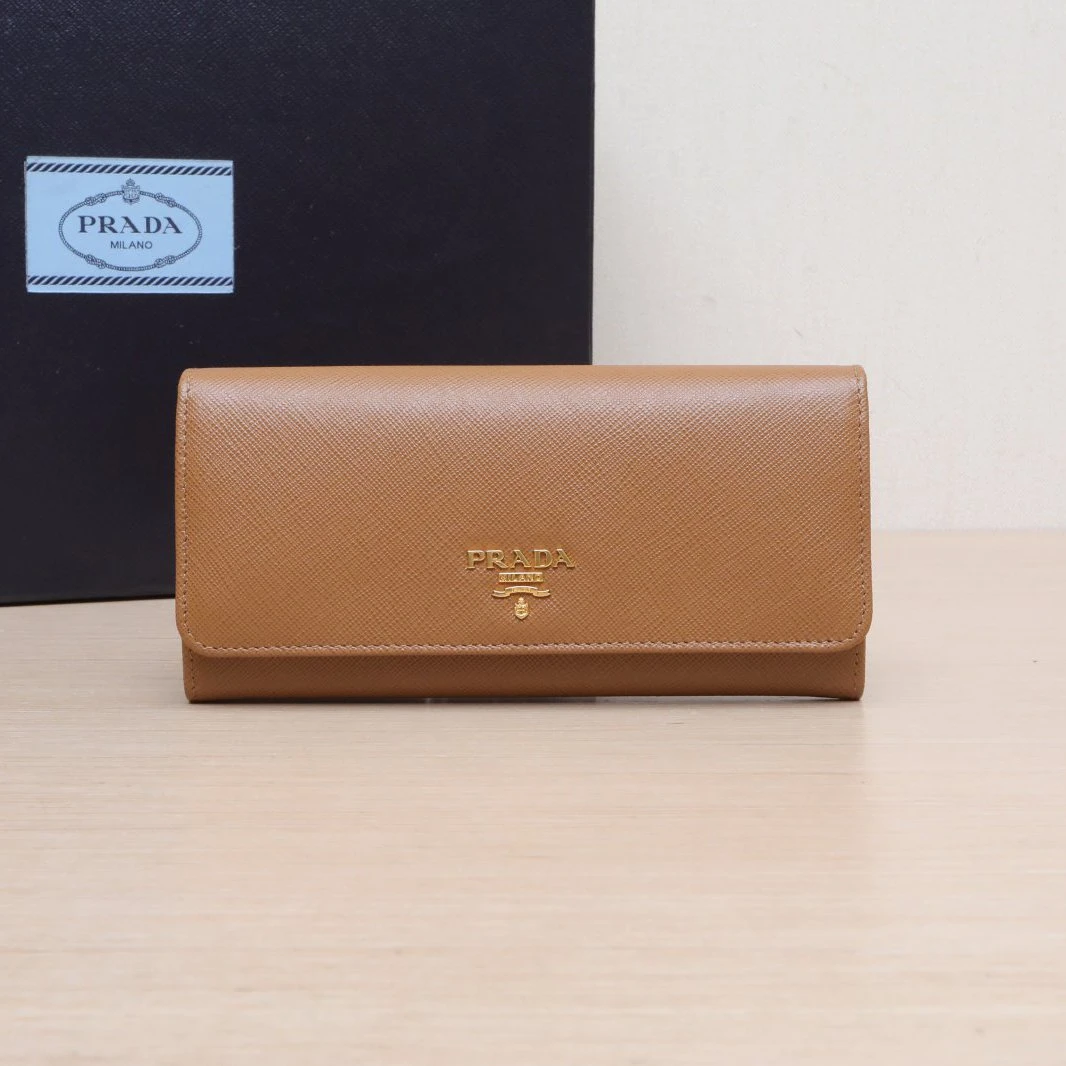 未使用 Prada/普拉达 【小花念念】皮革C经典长款 带子母包 钱包