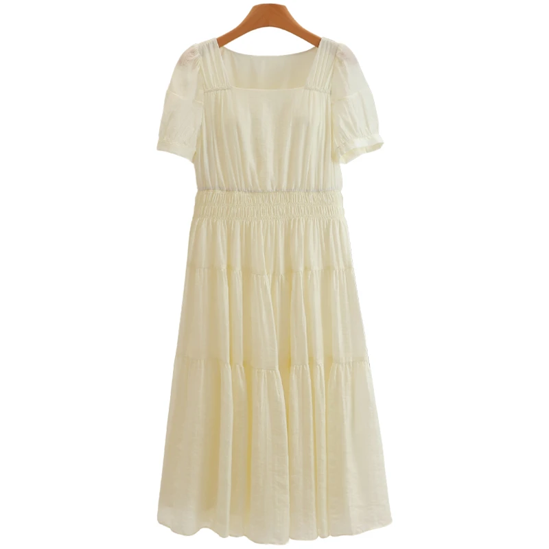 【菲菲上身款】通勤日常修身方领弹力腰连衣裙#BHX56L04312#L043