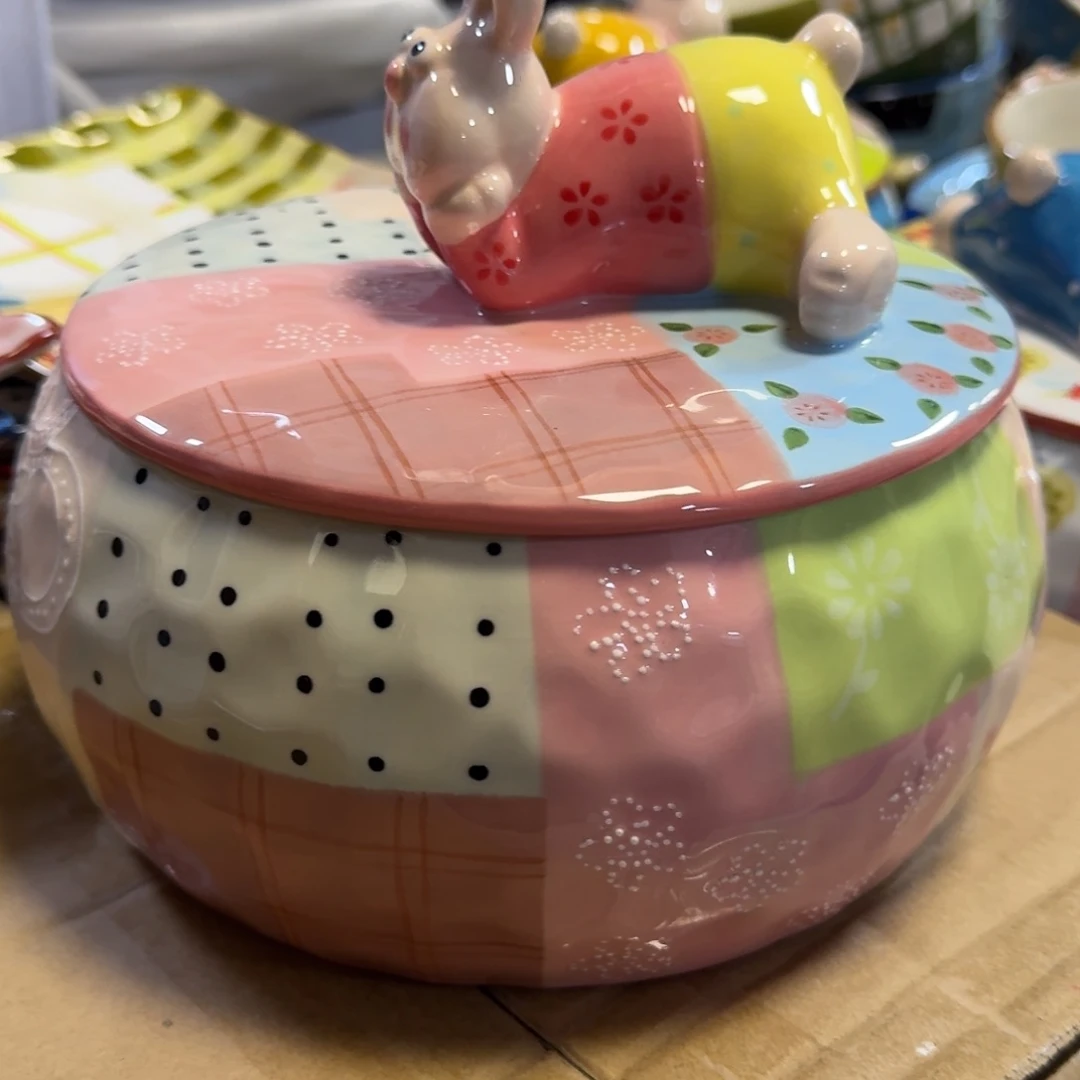 陶瓷清仓粉邂逅新款拼布盖碗1只