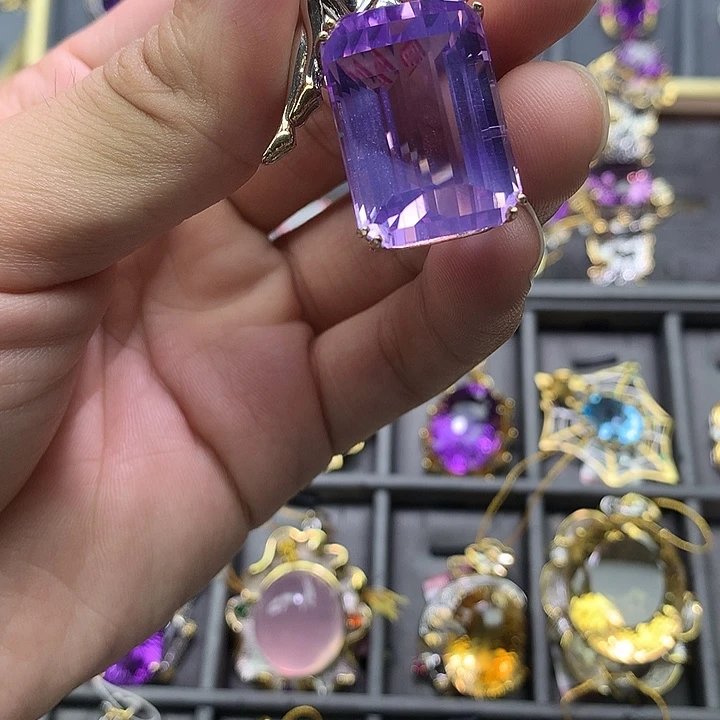 吊坠(不含链)水晶银S925镀金镶嵌