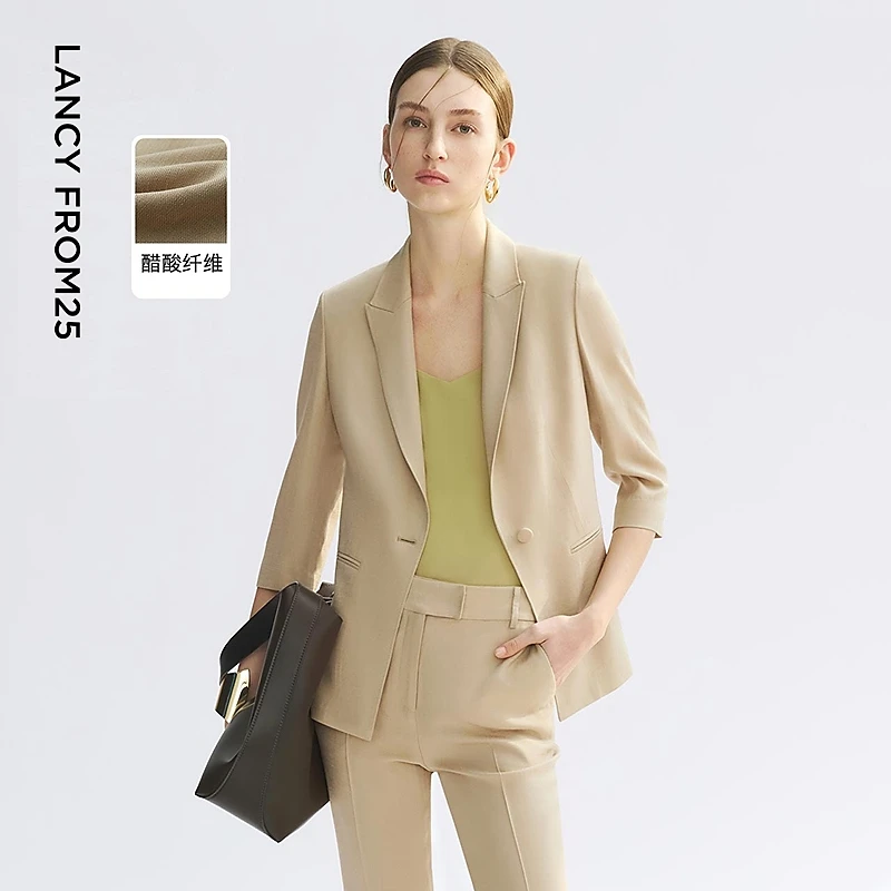 【25高智衣橱】朗姿二醋酸商务七分袖西装外套醋纤高级西服女夏