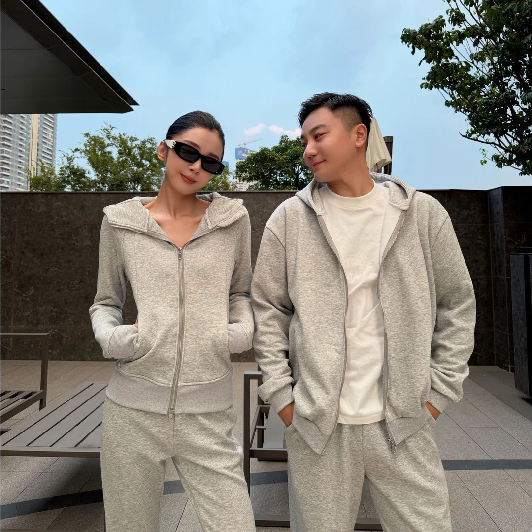 【YG】LULU同款加绒加厚简约风时尚套装INS风卫衣连帽休闲