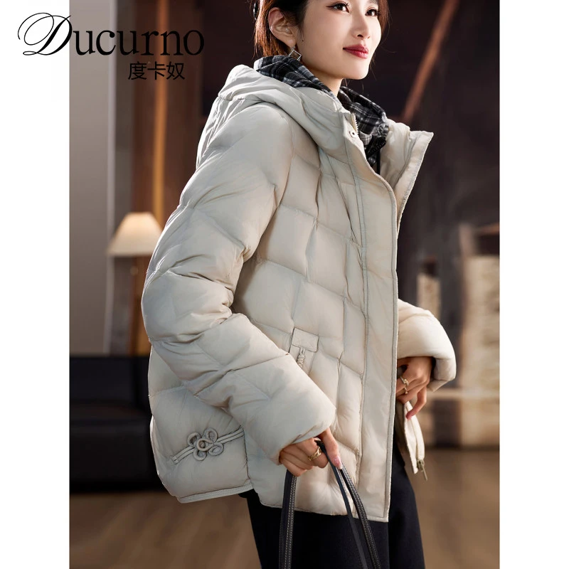 复古白鸭绒羽绒服女冬季新款轻薄女装2025年大码新中式外套潮加厚