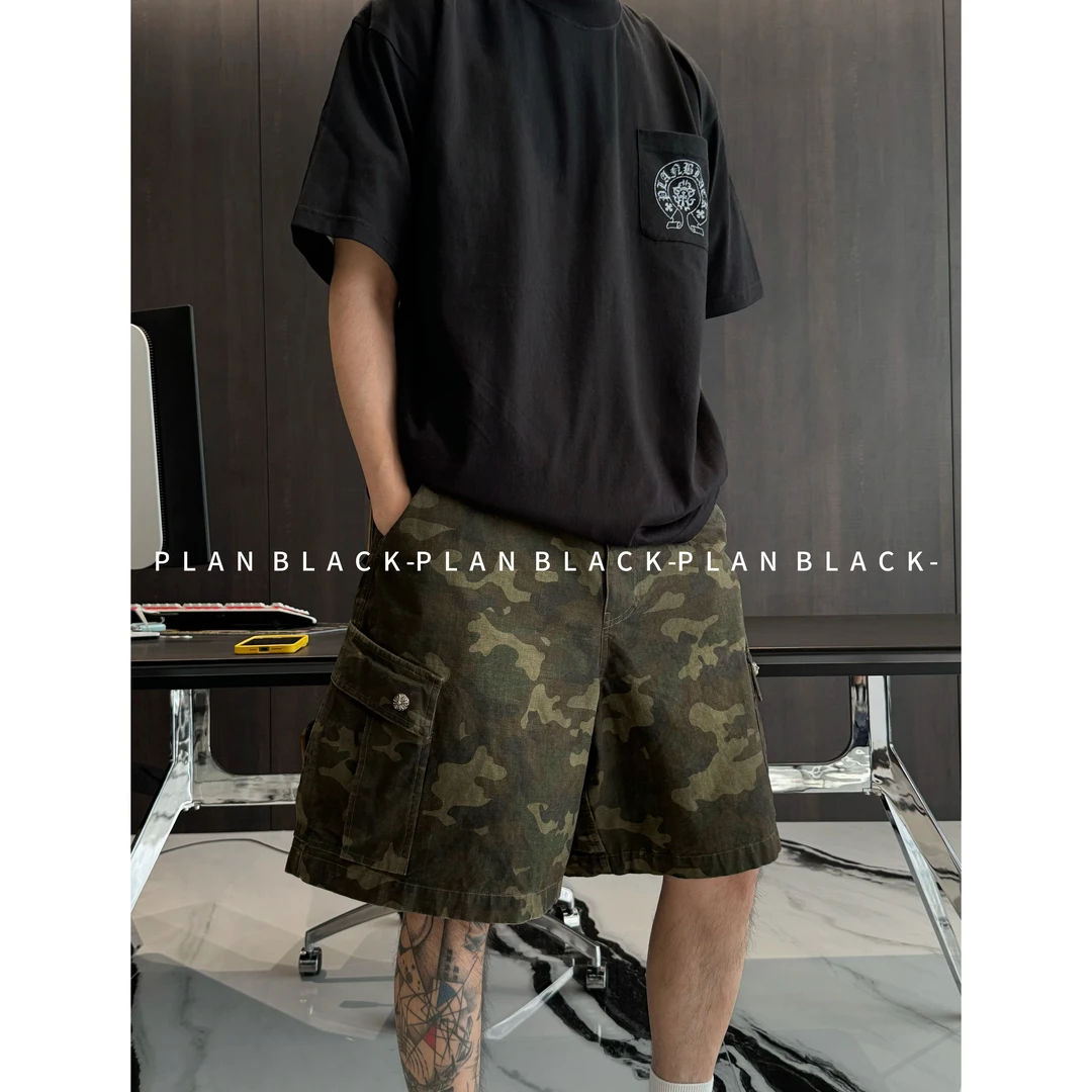RICH陈发财【迷彩五分裤】太好搭！情侣潮流工装口袋休闲短裤6965