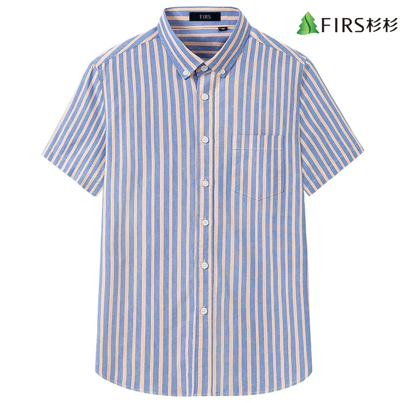 杉杉中年短袖衬衣有口袋纯棉30-40爸爸休闲衬衫男装抗皱夏季薄款
